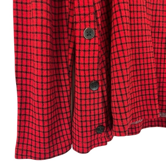 J Jill | Red Ponte Knit Top Black Plaid Boatneck Long Sleeve Petite Small - Picture 3 of 9